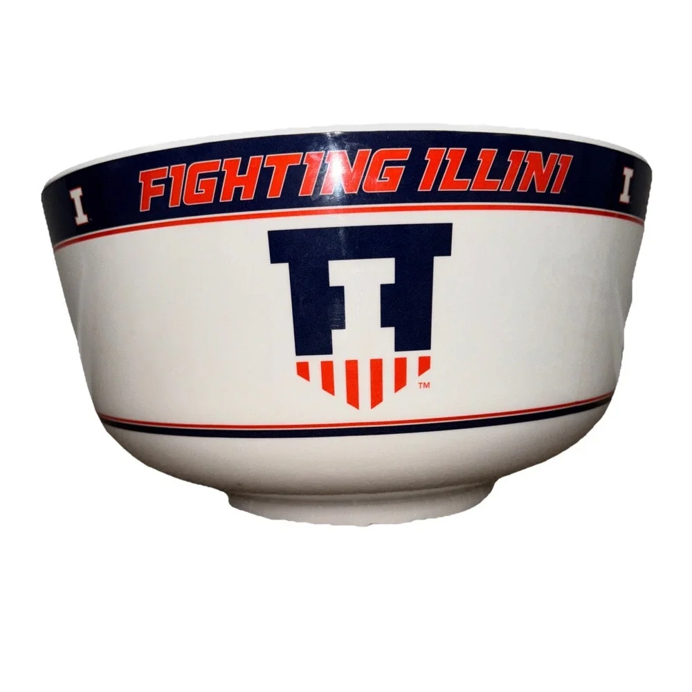 HUGE University Of Illinois Illini Large Serving Bowl Big Sport Party NCAA Split